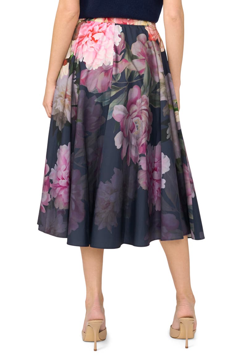 Ida Floral Circle Midi Skirt, Alternate, color, INDIGO NIGHT