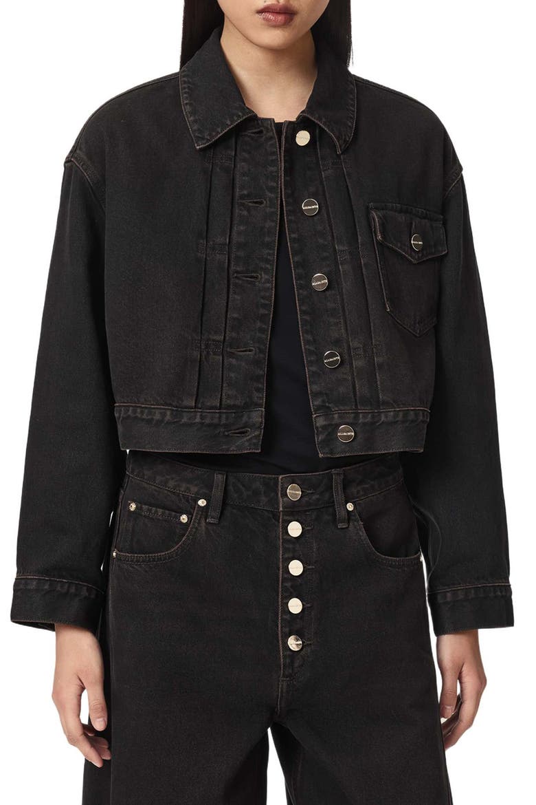 Blink Cropped Denim Jacket, Alternate, color, OVERDYED BROWN