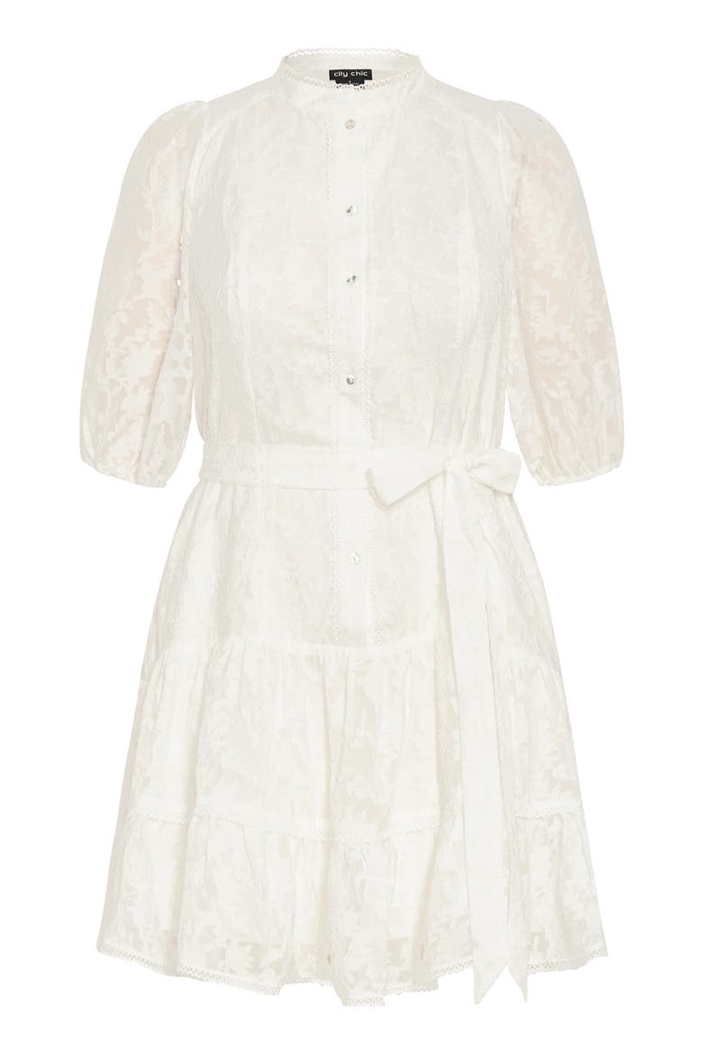 Chrissa Floral Puff Sleeve Tiered Minidress, Alternate, color, IVORY