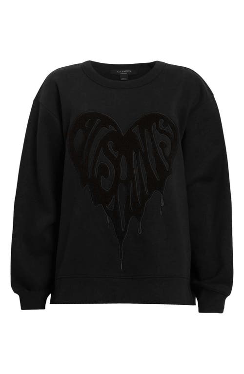 Allsaints Womens Black Trip Piper Crewneck Logo-motif Cotton Sweatshirt Xs In Black
