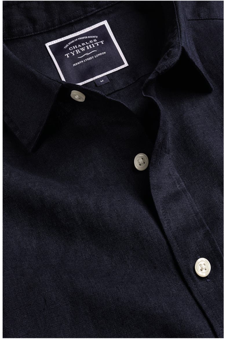 Slim Fit Pure Linen Shirt, Alternate, color, NAVY