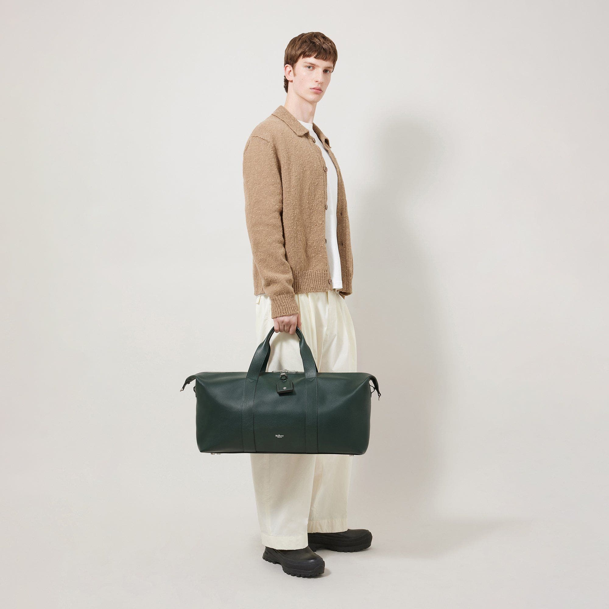 Mulberry Heritage Leather Medium Clipper Duffle, Alternate, color, Mulberry Green