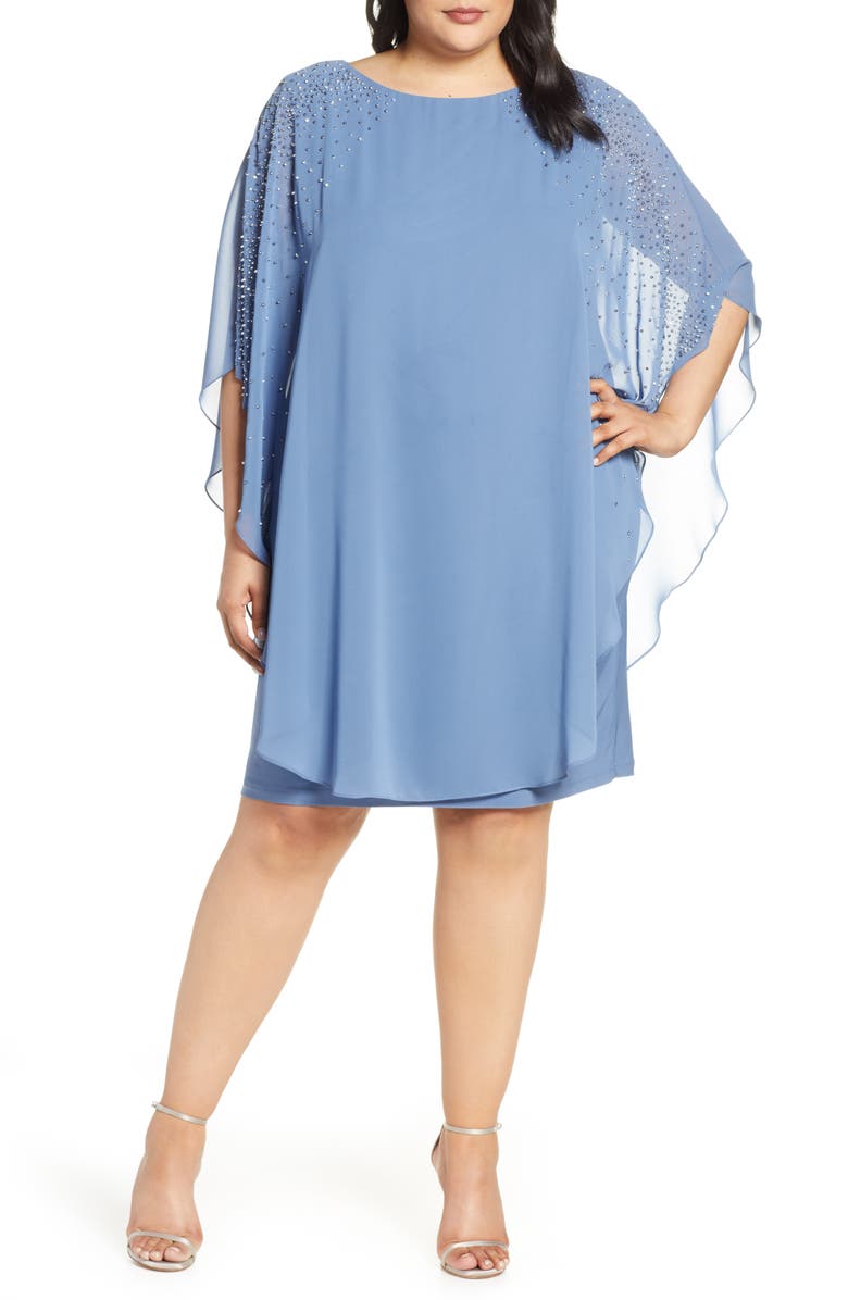 Xscape Evenings Xscape Beaded Chiffon Overlay Dress, Main, color, 