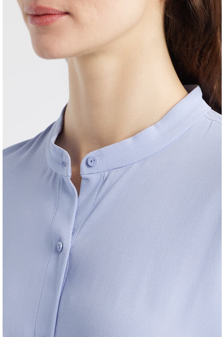 Mandarin Collar Silk Button-Up Shirt, Alternate, color, PLUME