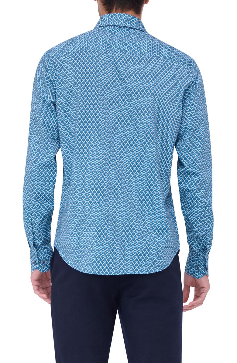 Bugatchi James OoohCotton<sup>®</sup> Diamond Check Button-Up Shirt, Alternate, color, Teal