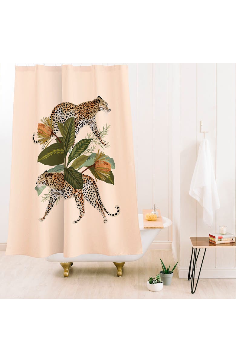 Deny Designs Risette Cheetah Print Light Shower Curtain, Alternate, color, Beige