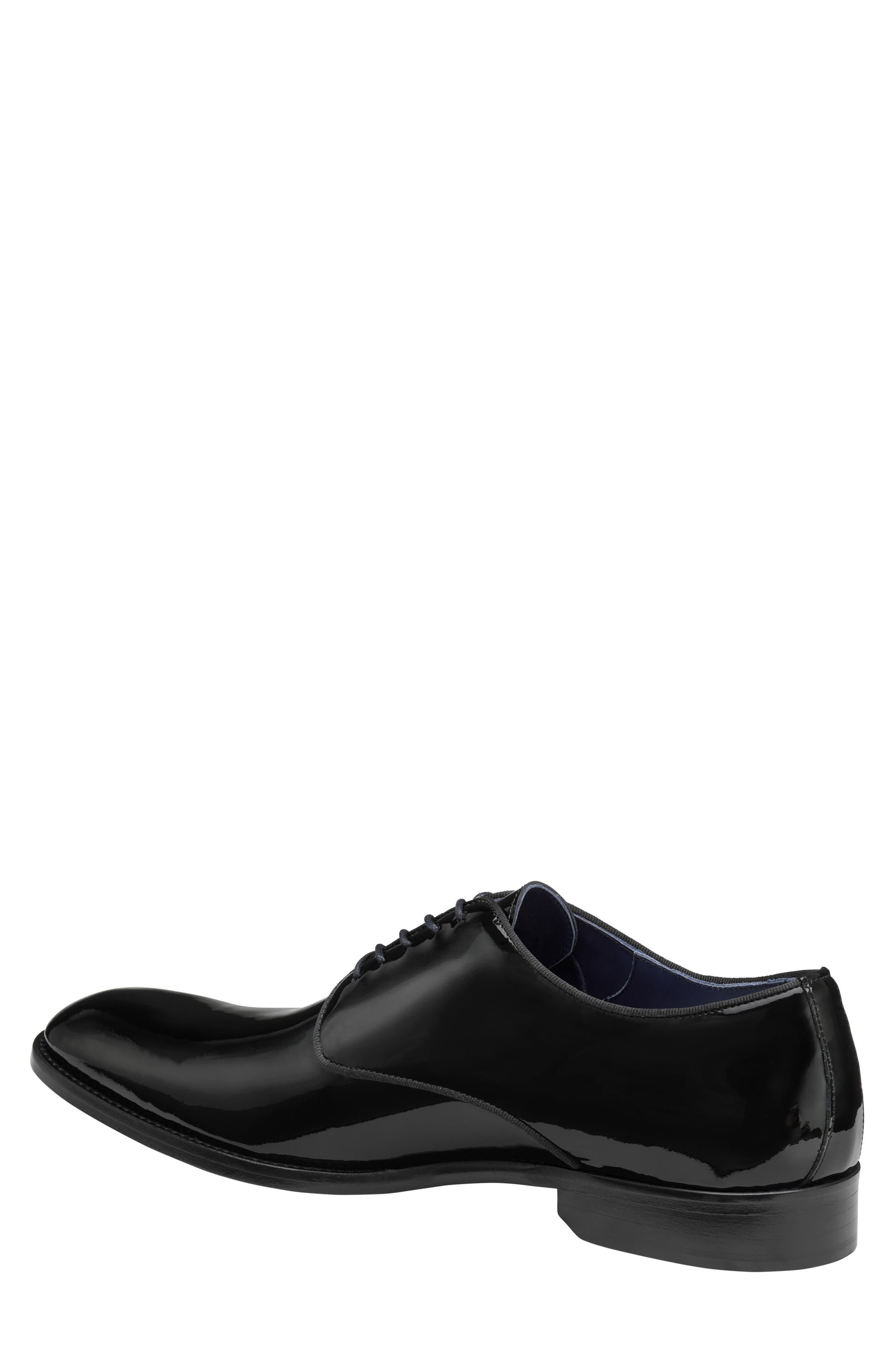 Johnston 
Murphy Kinser Water Resistant Plain Toe Derby, Alternate, color, Black Italian Patent Calfskin