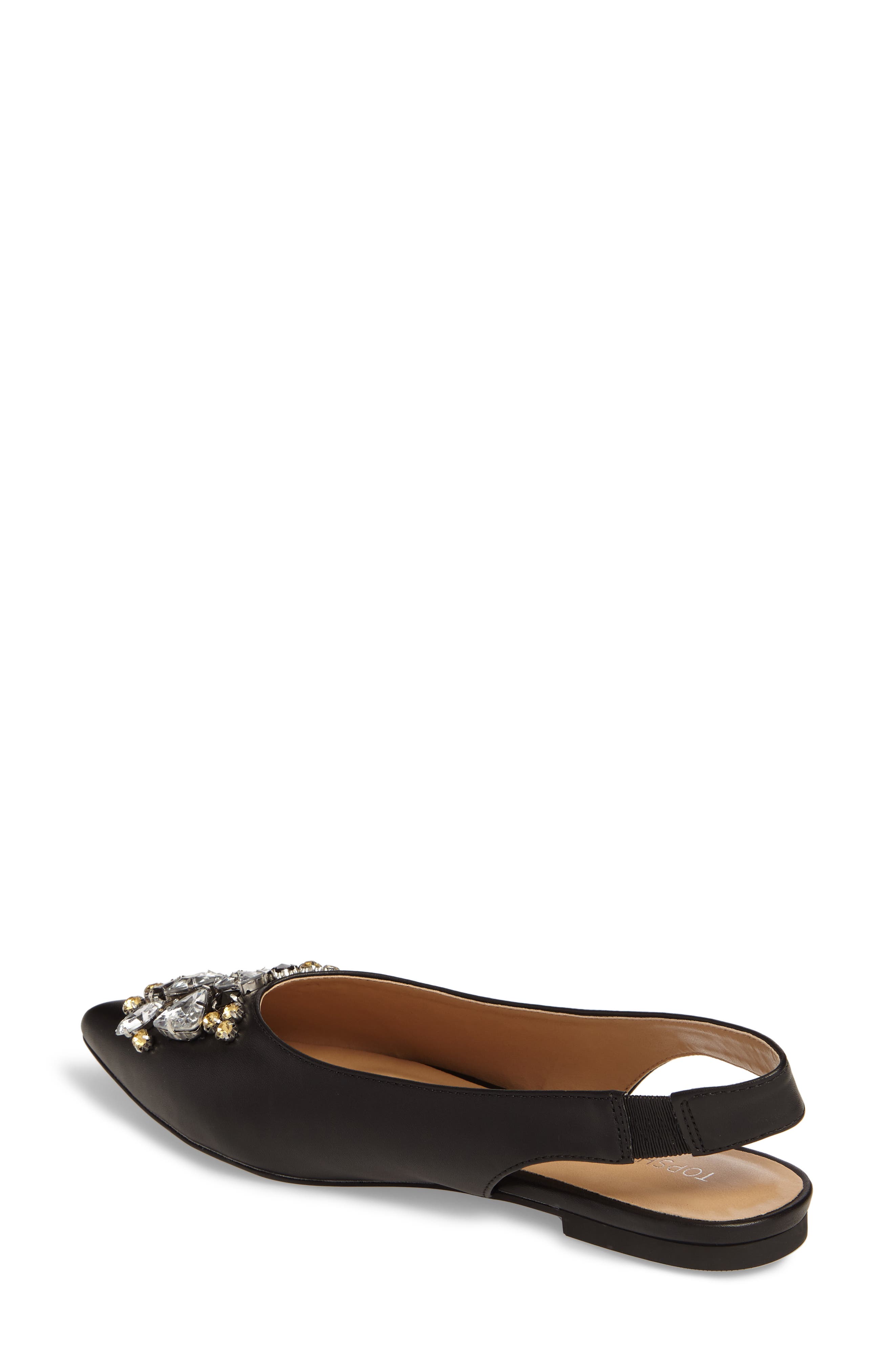 Ava Embellished Slingback Flat, Alternate, color, BLACK