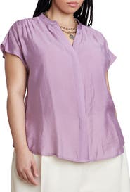 ELOQUII Textured Notch Collar Blouse