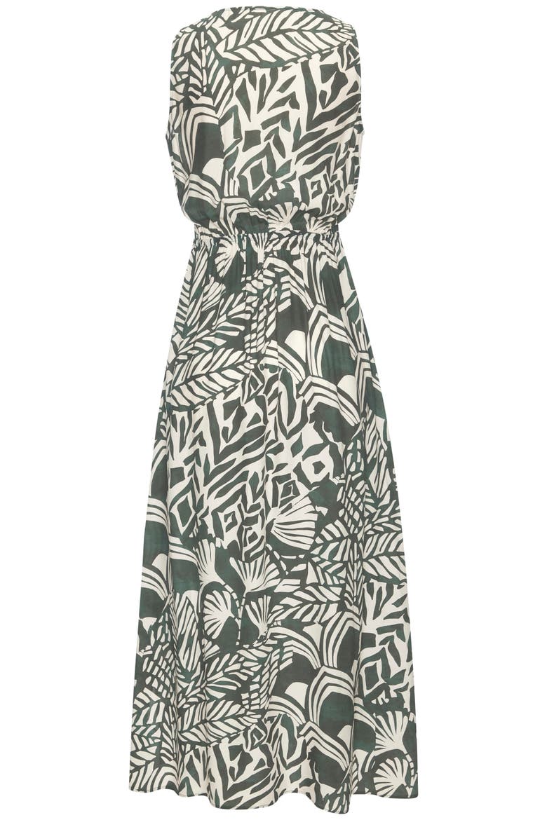Flowy V-Neck Maxi Dress, Alternate, color, Green Ivory