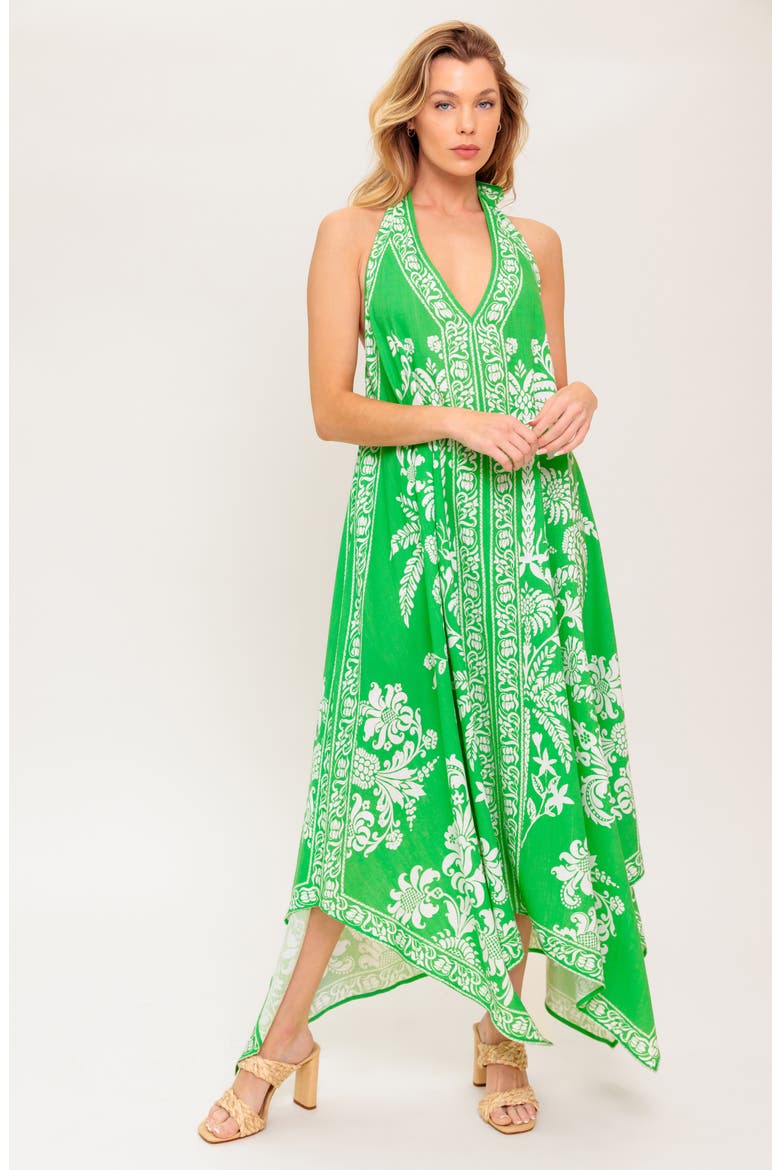 Floral Halter Maxi Dress, Alternate, color, GREEN