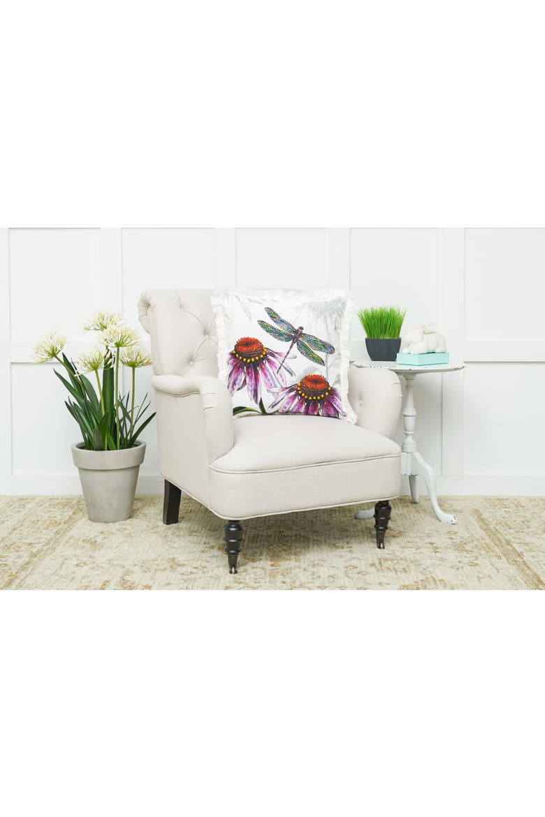 Botanical Dragonfly HD Printed Spring Accent Throw Pillow 18" x 18", Alternate, color, White