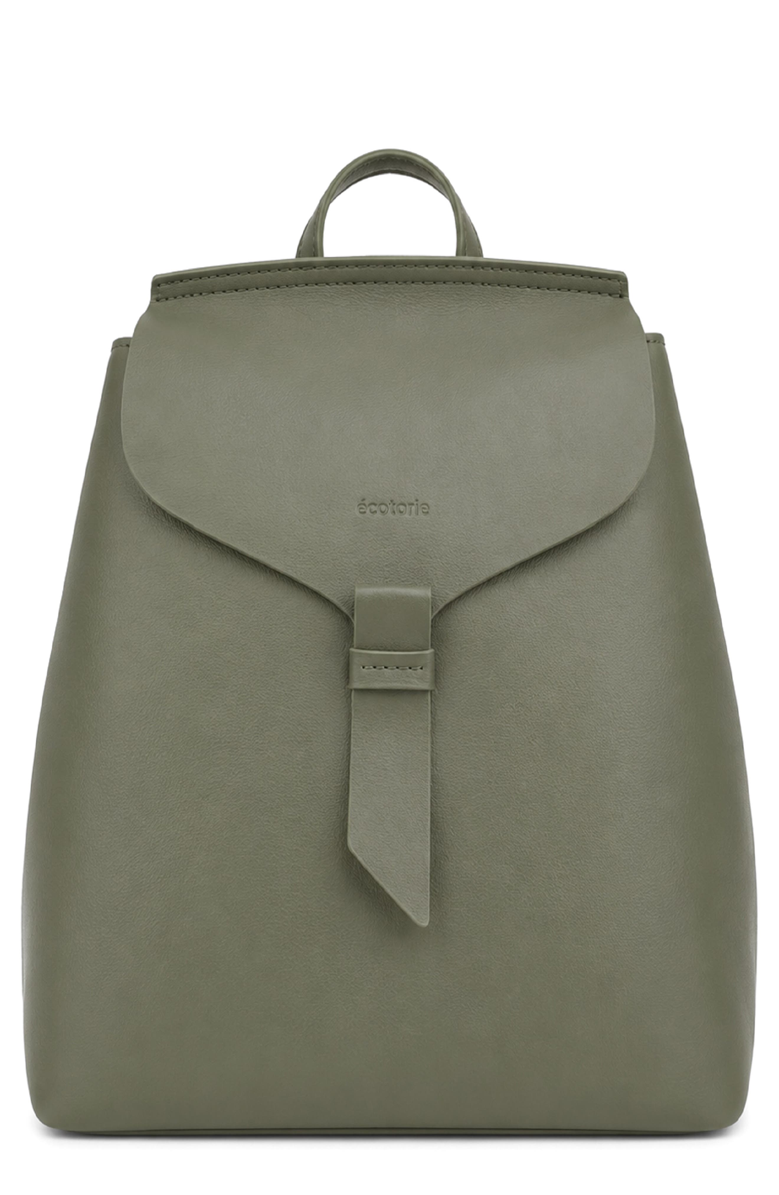 Clementine Leather Backpack, Main, color, DARK MOSS