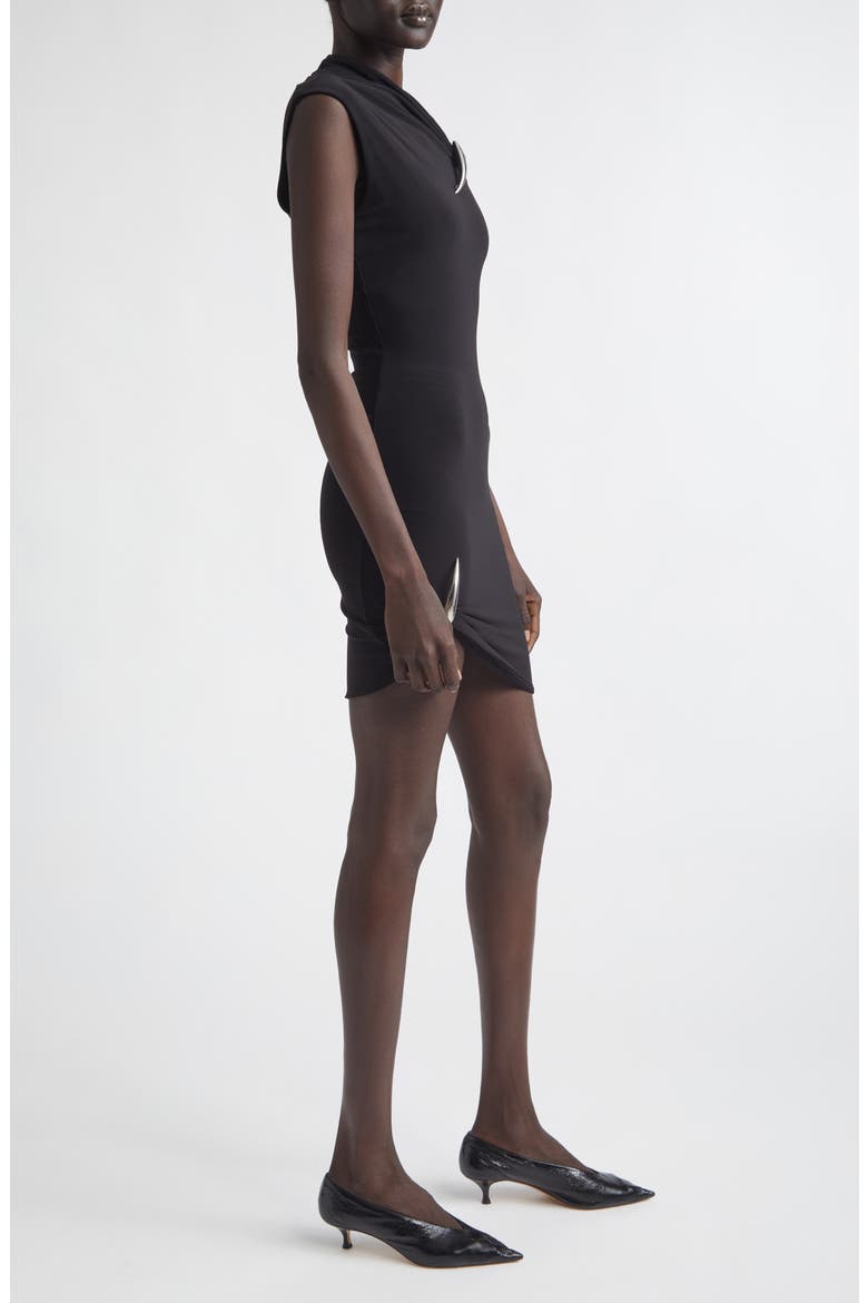 Claw One-Shoulder Jersey Minidress, Alternate, color, BLACK