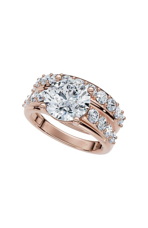 Certified 2 1/2Ct Diamond Engagement Wedding Ring Set 14k Gold Lab Grown