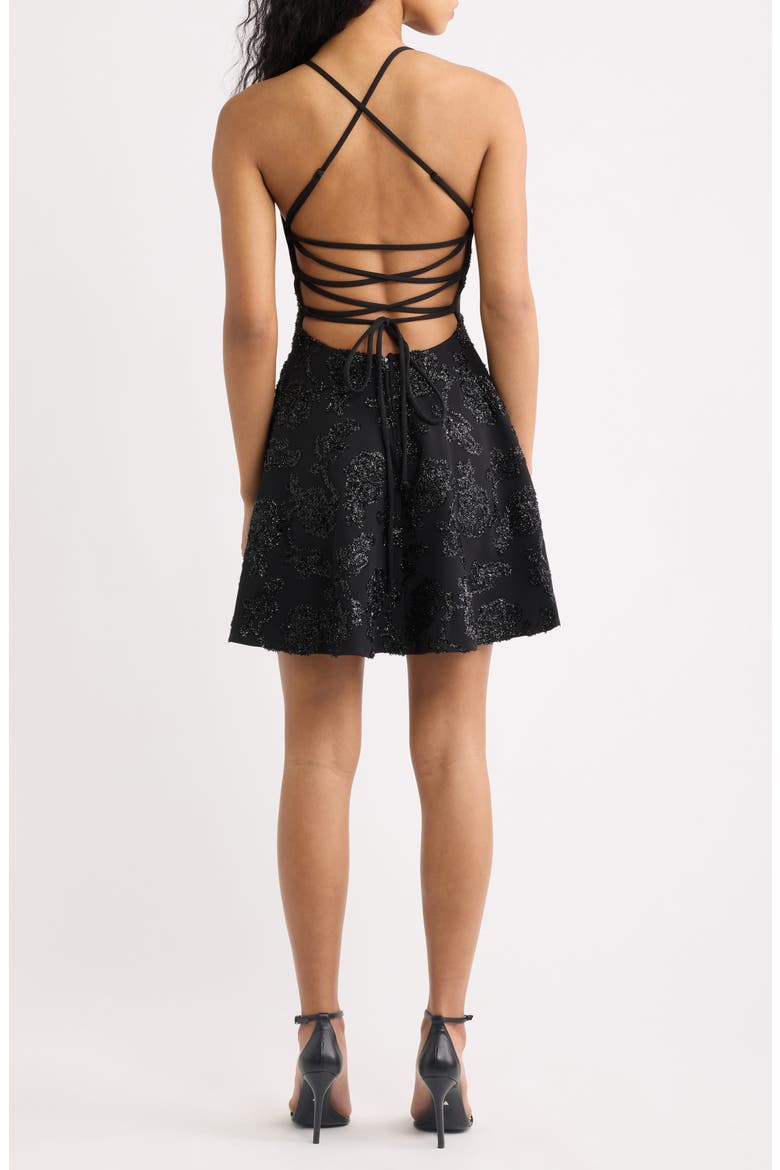Embroidered Sequin Minidress, Alternate, color, BLACK
