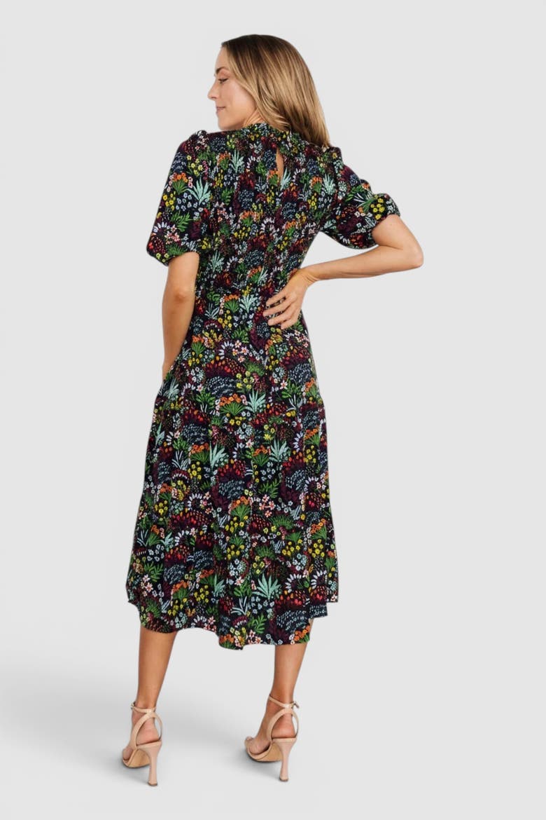 Lena Tiered Midi Dress, Alternate, color, Black Multi Floral