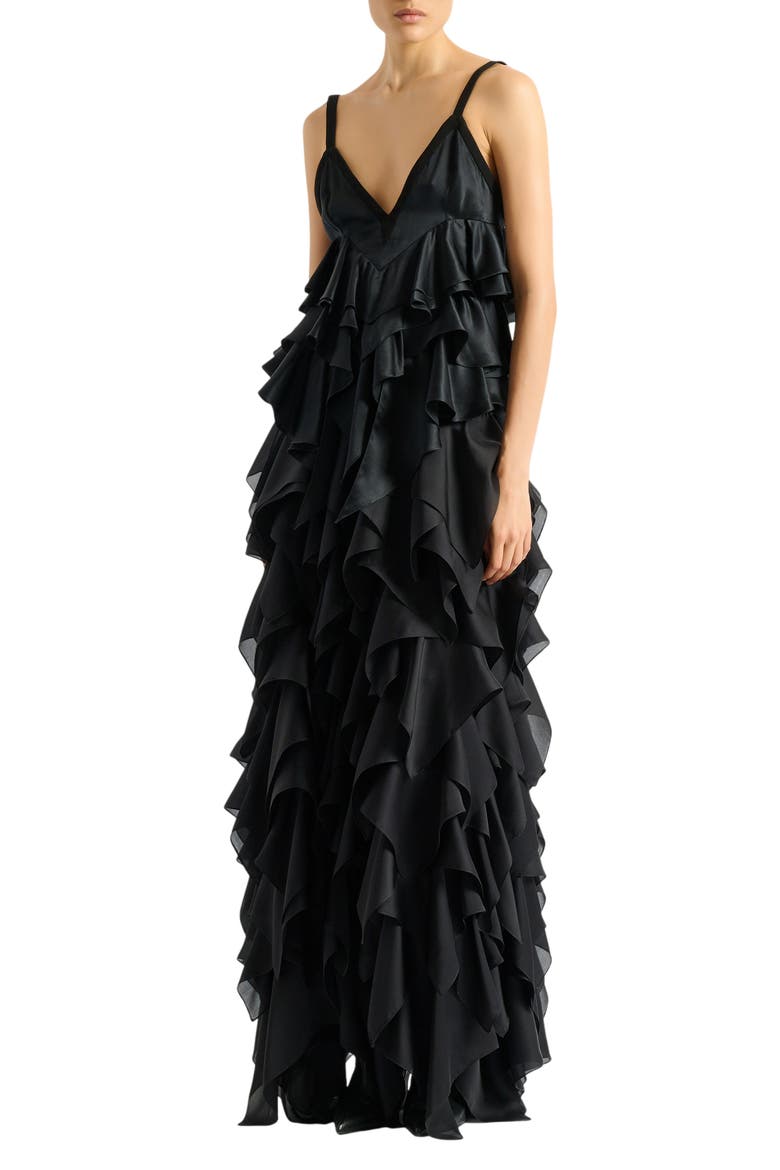 Satin top with thin straps, Main, color, black