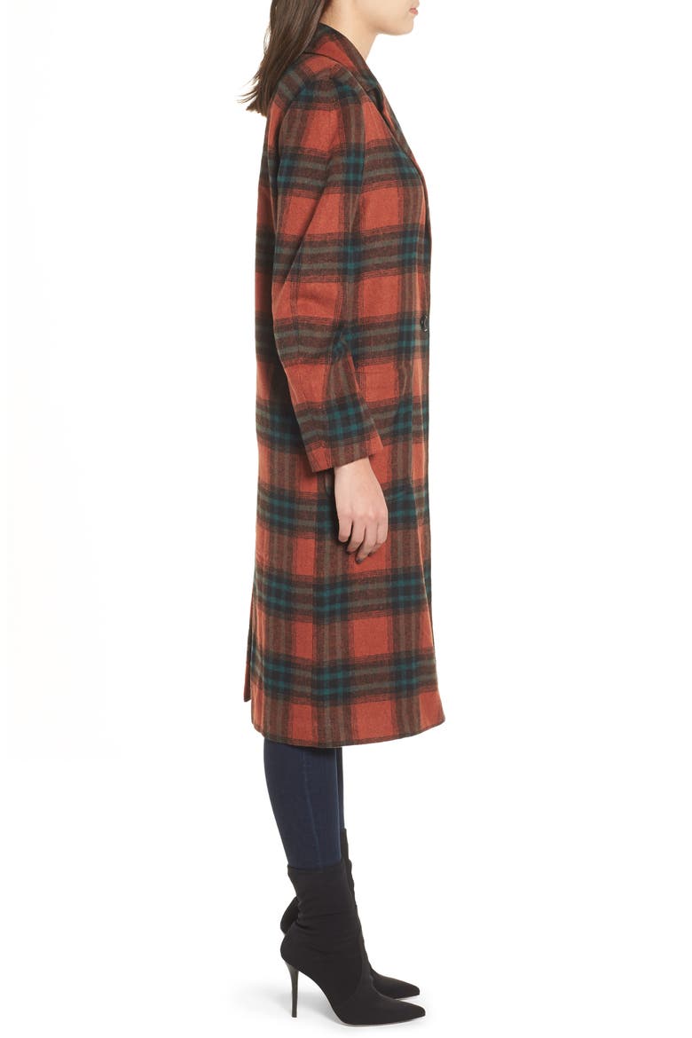 Single Button Plaid Coat, Alternate, color, BROWN SPICE LEITH PLAID