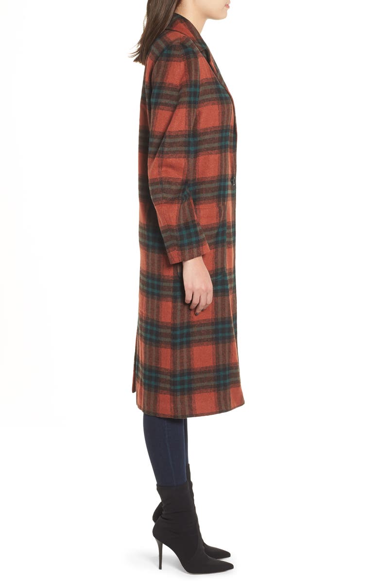 Leith Single Button Plaid Coat, Alternate, color,