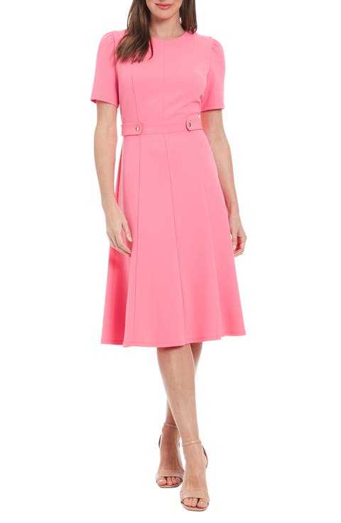 Short Sleeve Fit & Flare Midi Dress