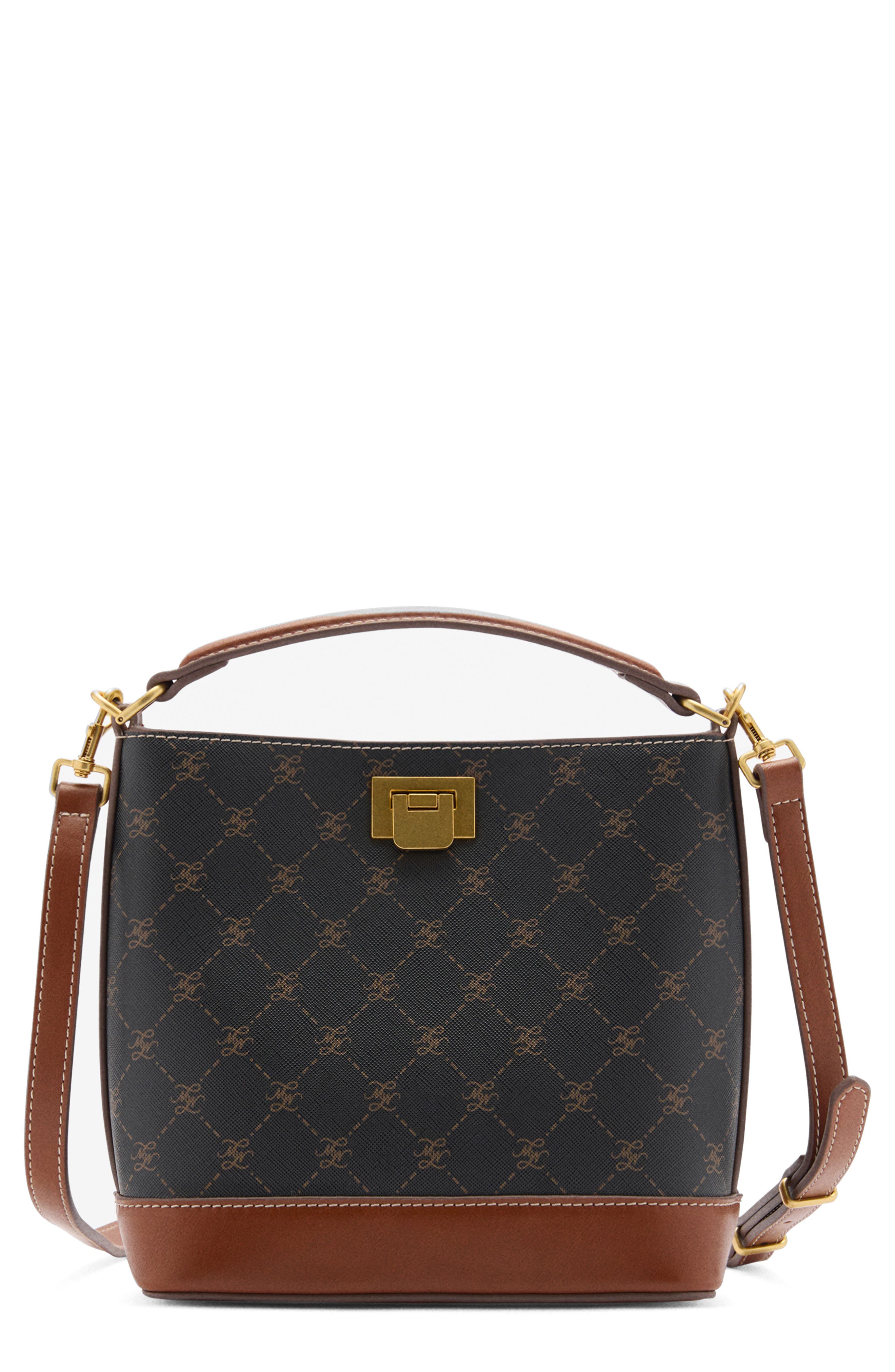 MANGO Mini Logo Monogram Top Handle Bag, Main, color, 