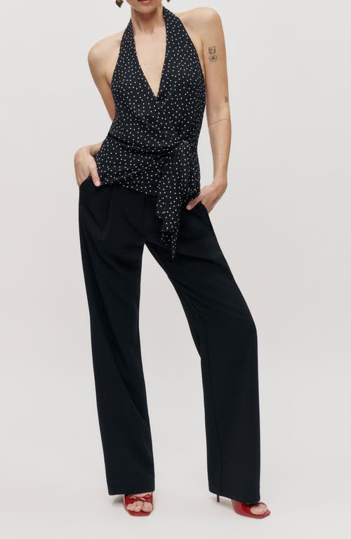 Reformation Nila Side Tie Halter Top In Black