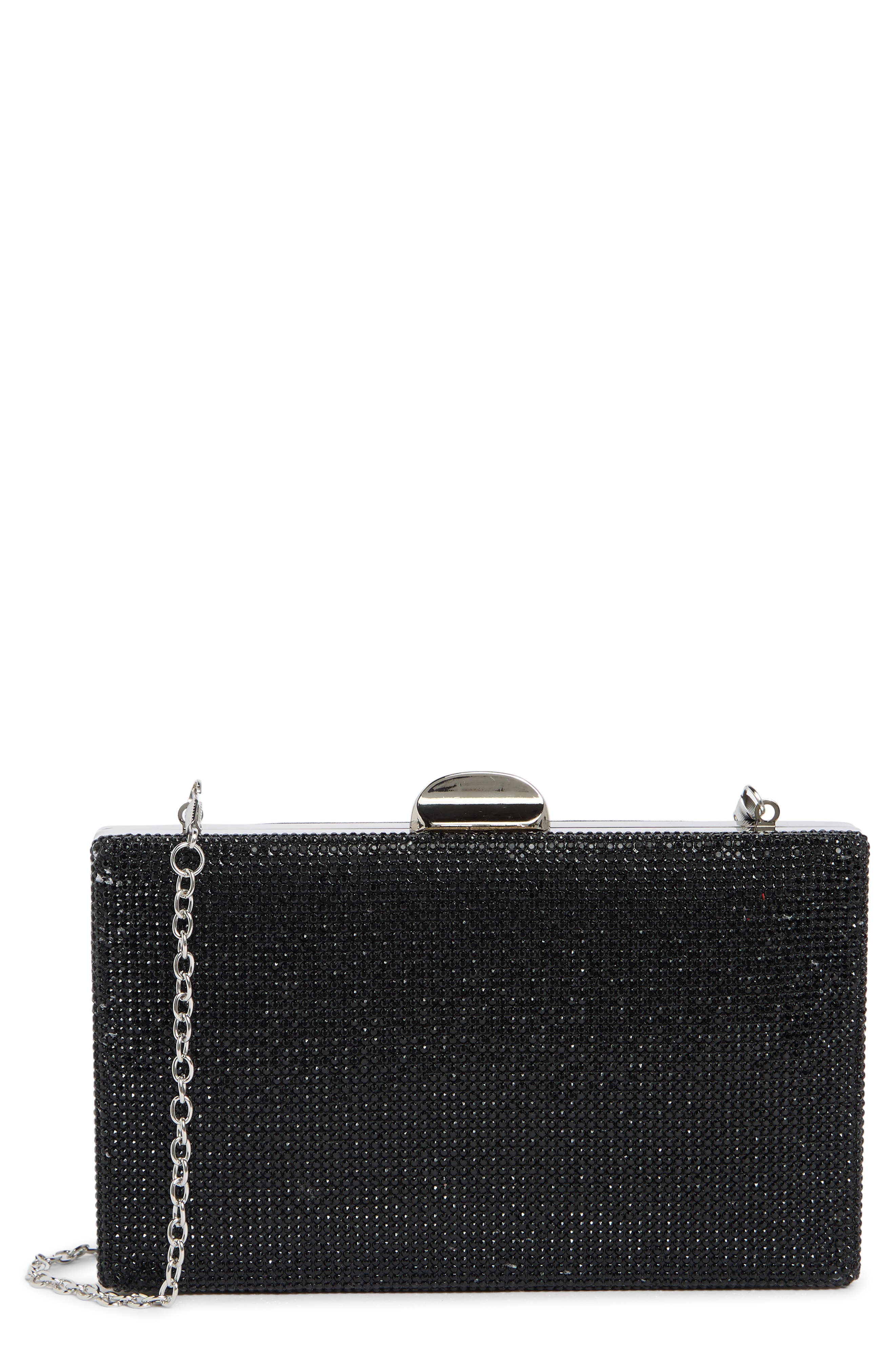 ALESSIA BIANCHI Crystal Frame Clutch, Main, color, Black