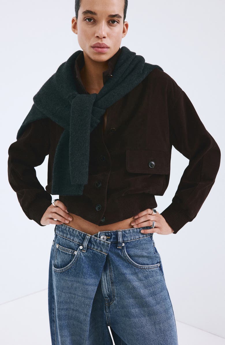 MANGO Foldover Mid Rise Balloon Jeans, Alternate, color, Medium Blue