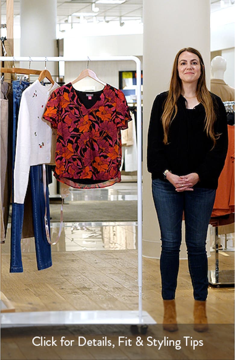 Floral V-Neck Ruffle Sleeve Top, sales video thumbnail