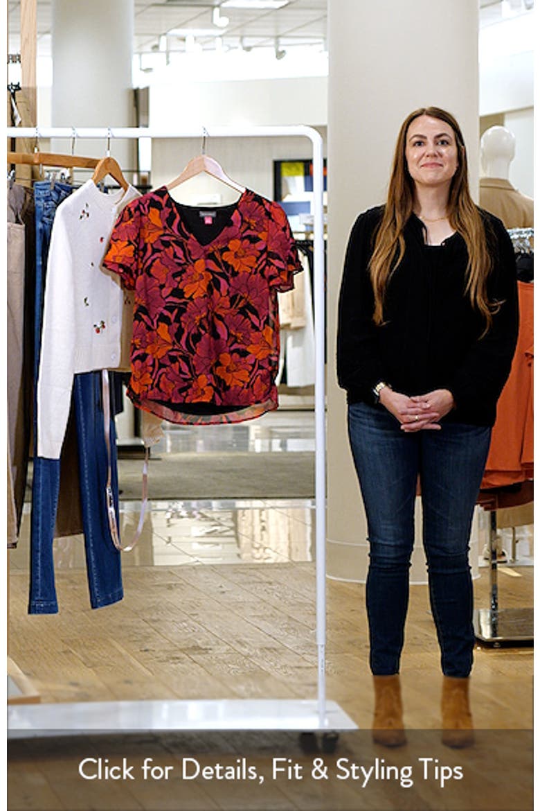 Floral V-Neck Ruffle Sleeve Top video