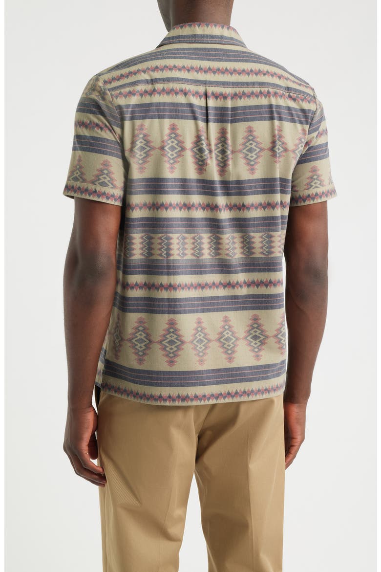 Palmetto Geo Pattern Cotton Camp Shirt, Alternate, color, ALOE/ BROWN