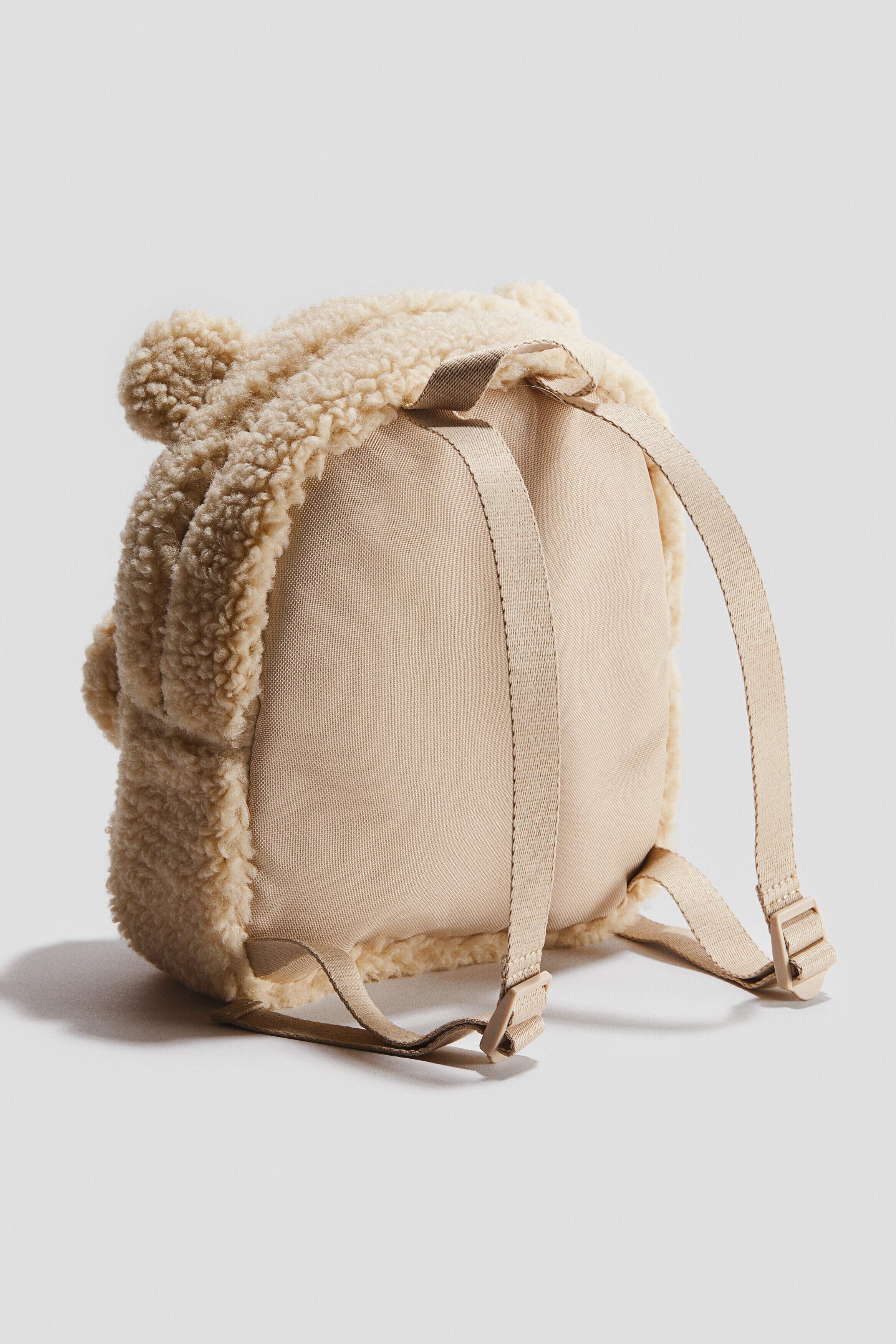 Fleece Backpack, Alternate, color, Beige/teddy bear