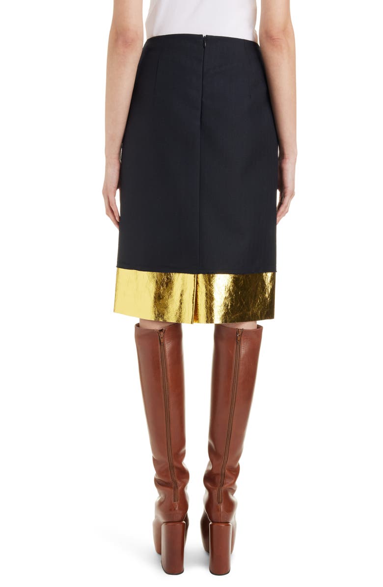 Dries Van Noten Salbina Wool Herringbone & Metallic Leather Skirt, Alternate, color, 