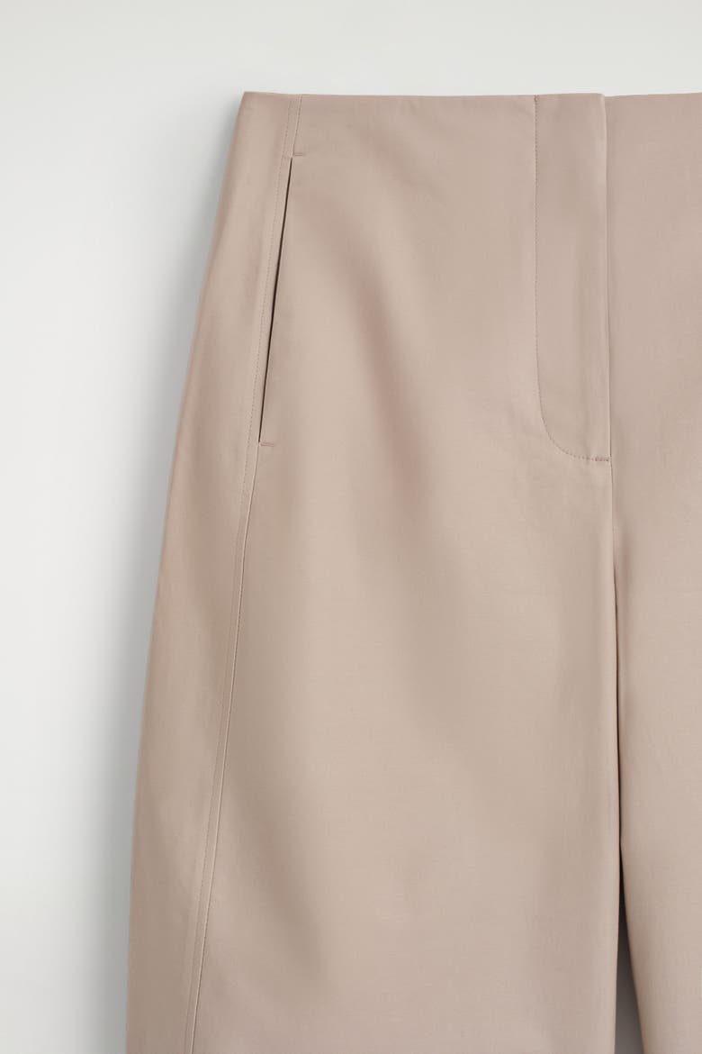 Cropped Barrel-Leg Cotton Pants, Alternate, color, BEIGE