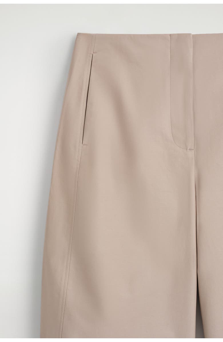 COS Cropped Barrel-Leg Cotton Pants, Alternate, color, Beige