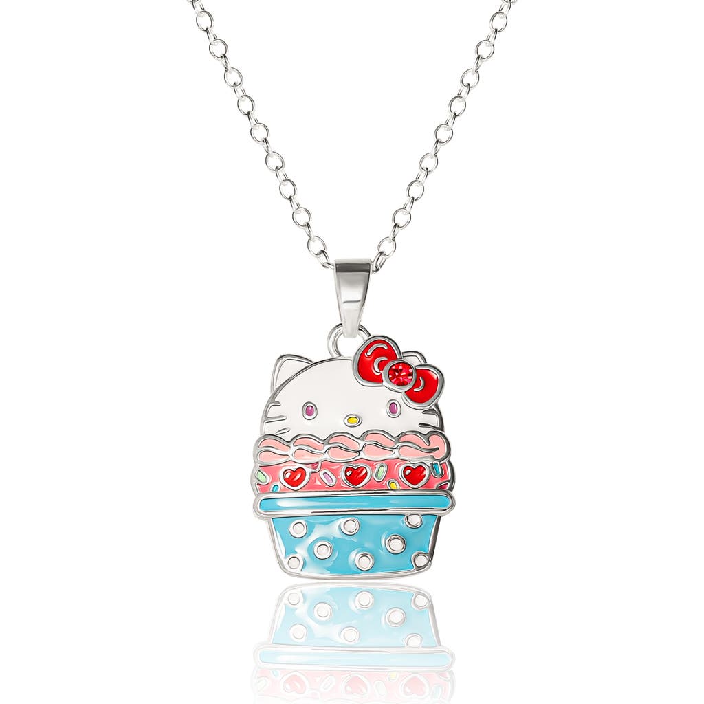 Hello Kitty Silver Plated Cupcake Pendant Necklace In Silver