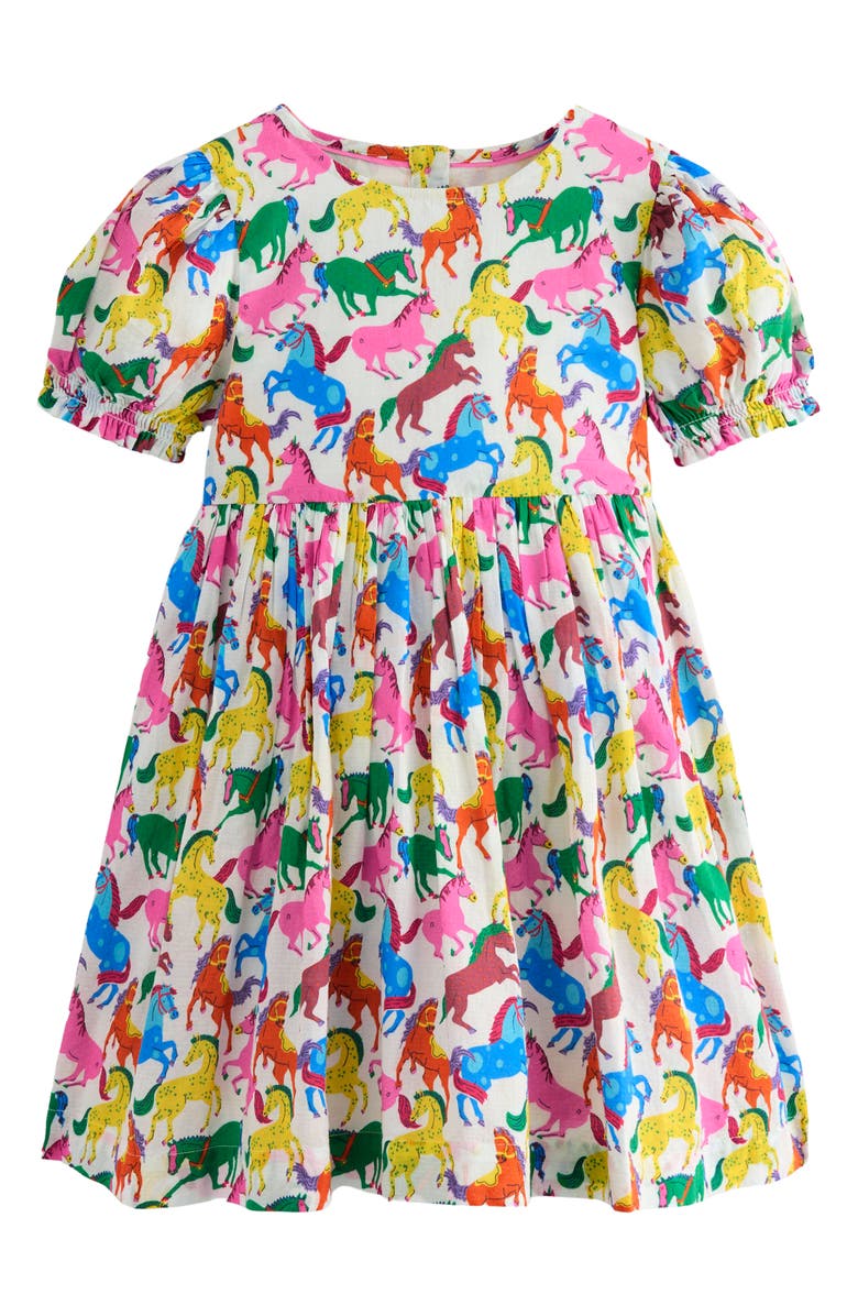 Mini Boden Kids' Madeline Horse Print Dress, Main, color, 
