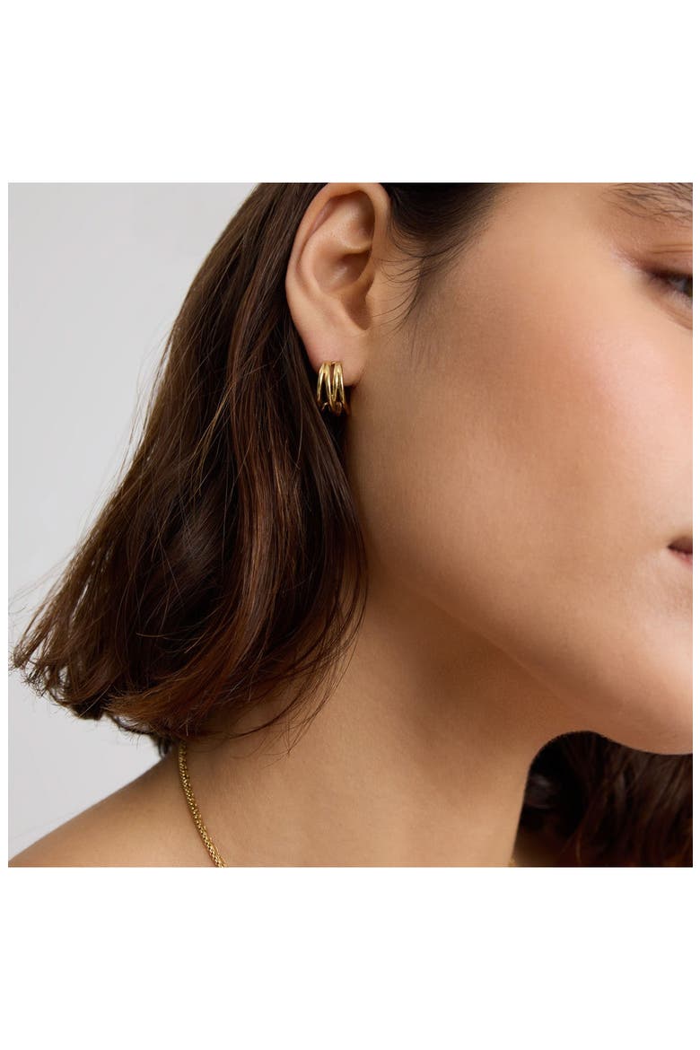 Intertwined Mini Hoop Earrings, Alternate, color, GOLD