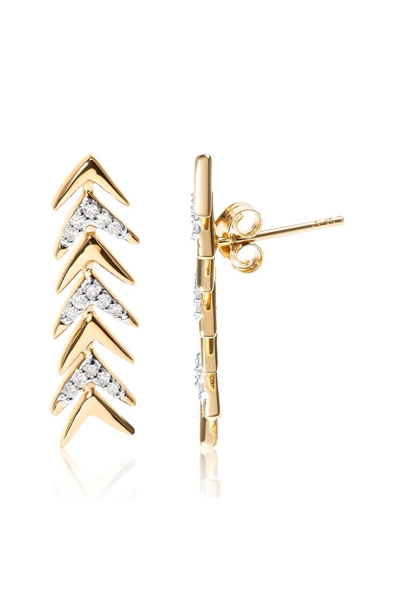 Haus of Brilliance 18K Yellow Gold Plated Silver 1/5 Ct Diamond Chevron Arrow Stud Earring, Alternate, color, Yellow