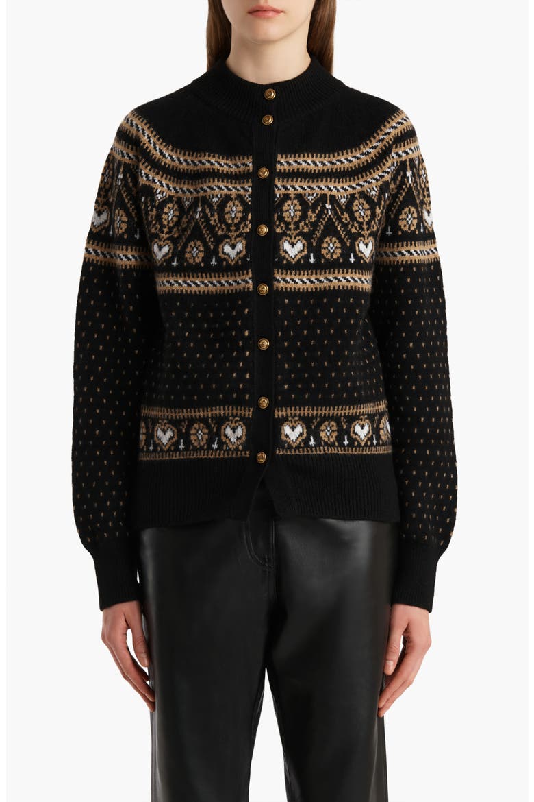 Marc Fair Isle Cashmere Cardigan, Main, color, BLACK / CAMEL MULTI