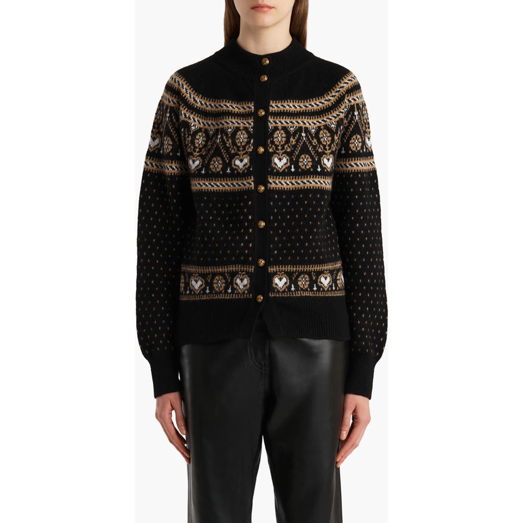 Khaite Marc Fair Isle Cashmere Cardigan In Black
