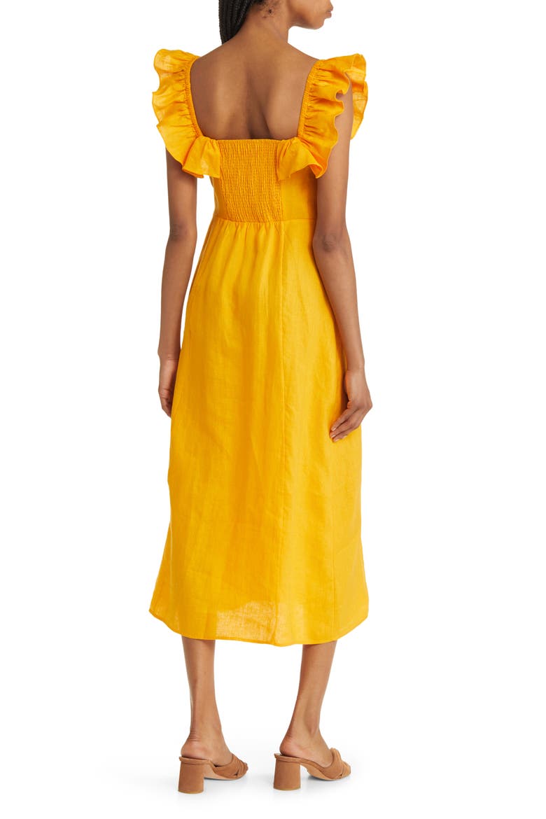 Ruffle Linen Dress, Alternate, color, YELLOW