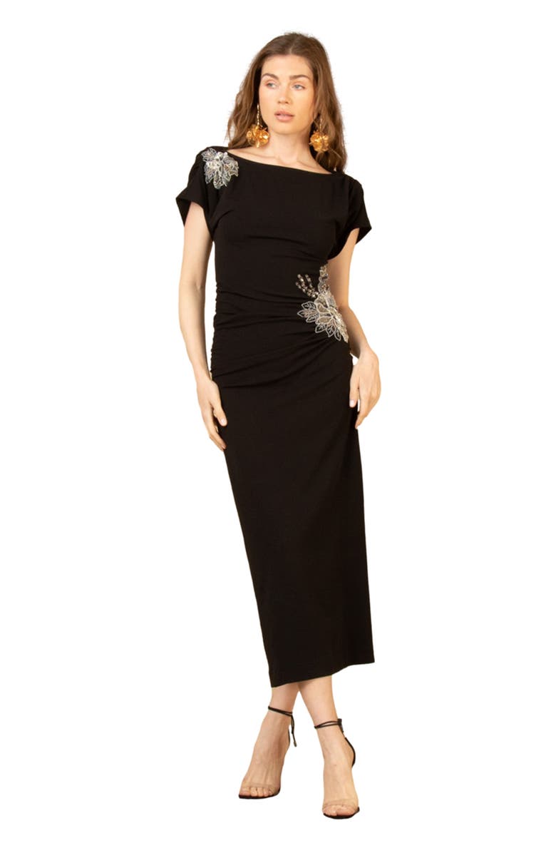 Hale Bob Zainab Midi Beaded Dress, Alternate, color, Black