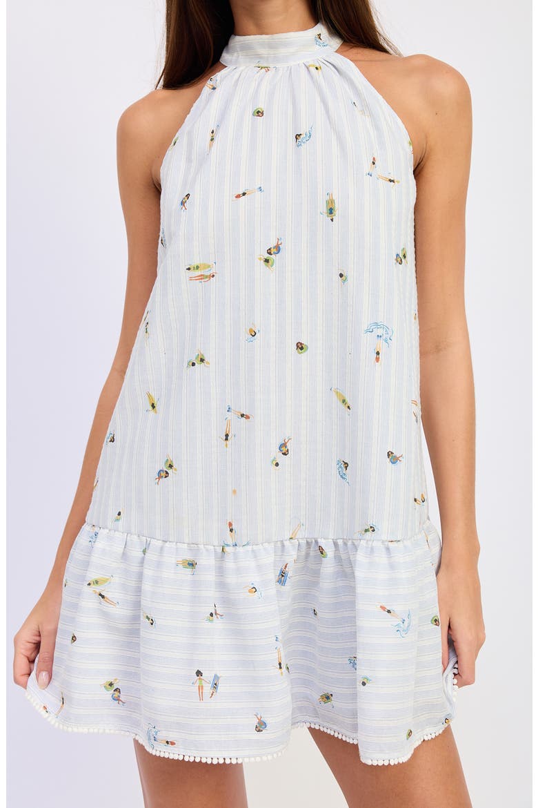 Nicole Halter Shift Minidress, Alternate, color, WHITE BLUE MULTI