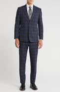 English Laundry Plaid Trim Fit Peak Lapel Two-Piece Suit