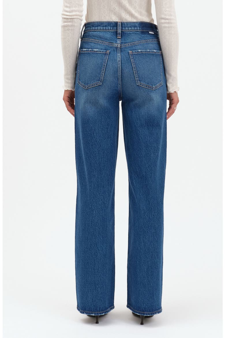 City Distressed High Waist Straight Leg Jeans, Alternate, color, BRIGHT BLUE