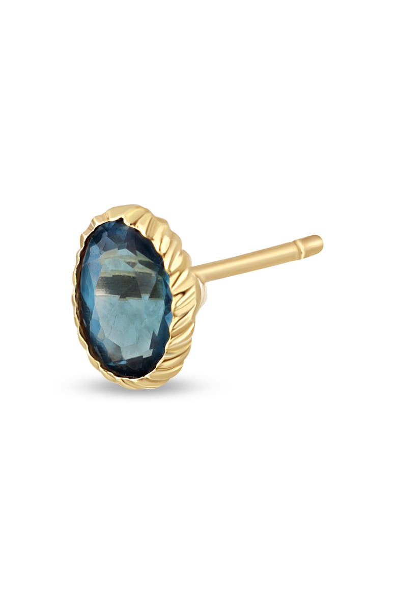 14K Gold Colors Blue Topaz Stud Earrings, Alternate, color, 14KY