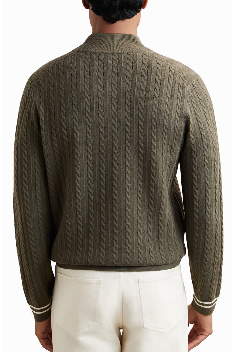 Tuscano Cable Quarter Zip Sweater, Alternate, color, KHAKI GREEN