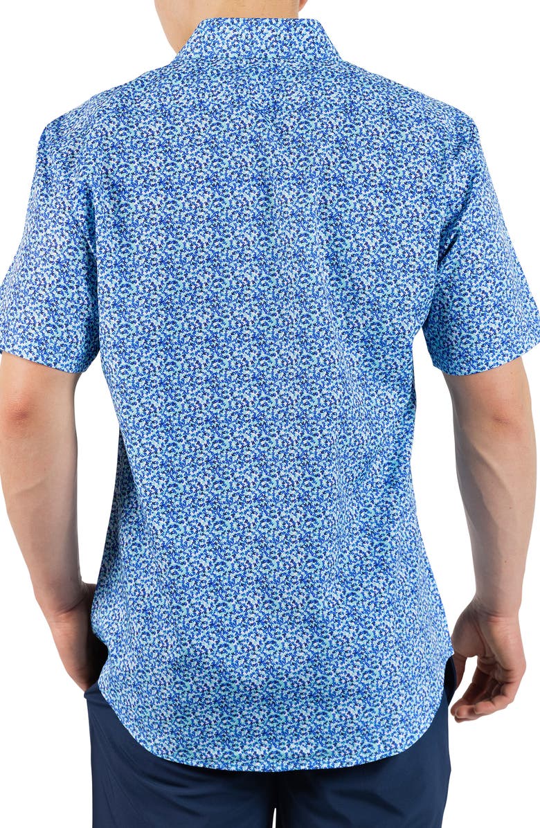 TailorByrd Swirling Floral Print Performance Short Sleeve Button-Up Shirt, Alternate, color, Spearmint